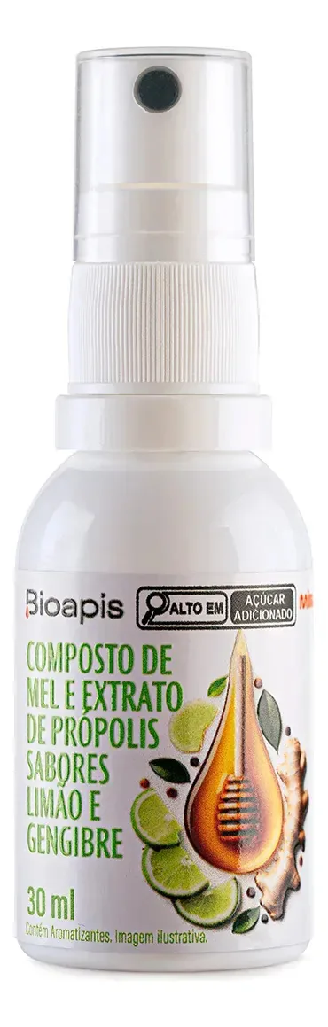 Composto De Mel E Extrato De Própolis Limão E Gengibre Minamel Frasco 30ml Spray
