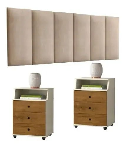 Conjunto Cabeceira Cama E Mesas De Cabeceira Elite