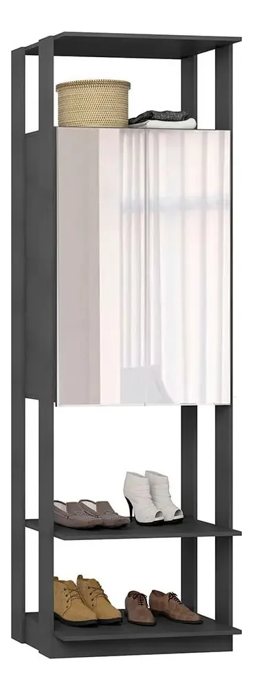 Estante Closet Armário Com Espelho Clothes Be Mobiliário Cor Espresso