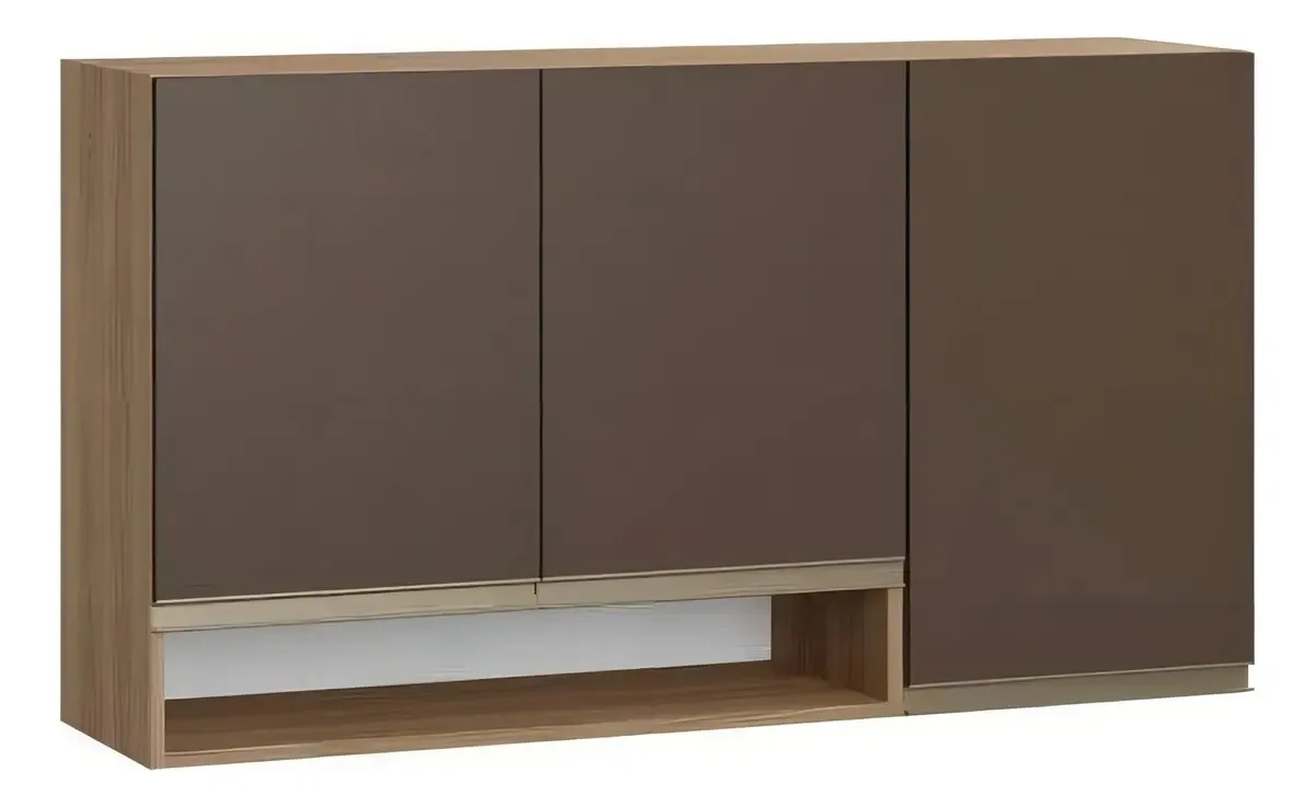 Armário Aéreo 3 Portas 1 Nicho Cook Be Mobiliário Wt