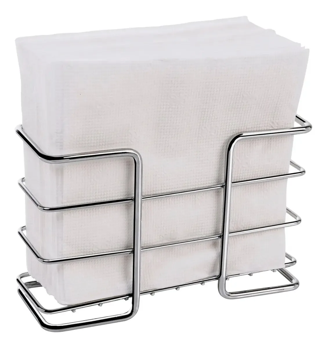 Porta-Guardanapos de Aço Retangular Prateado para Mesa