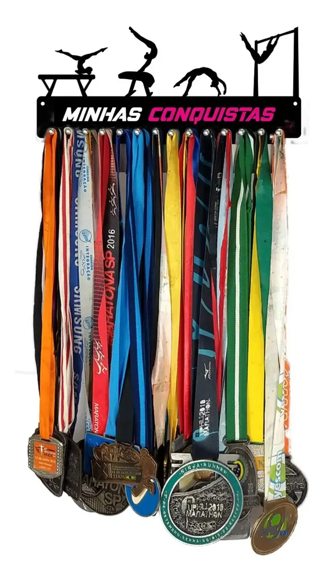 Porta Medalha Ginástica Artística Fem Para Até 50 Medalhas Cor Preto Cor da armação Preto