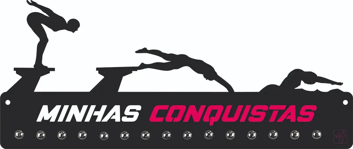 Porta Medalha Natação Feminino Para Até 50 Medalhas Cor Preto Armação Preto