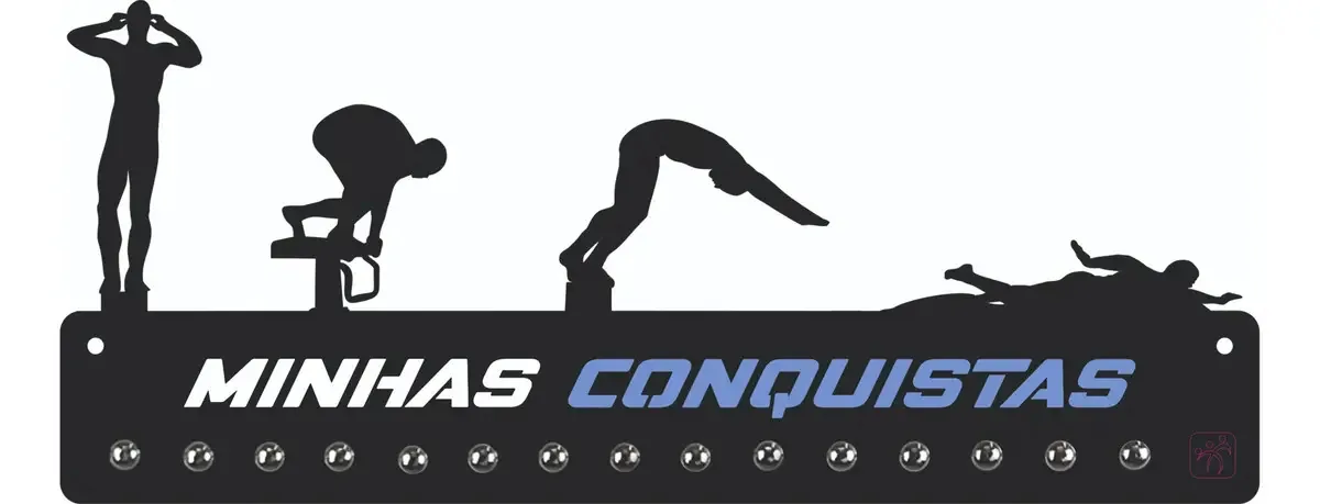 Porta Medalha Natação Masculino Para Até 50 Medalhas Cor Preto Armação Preto