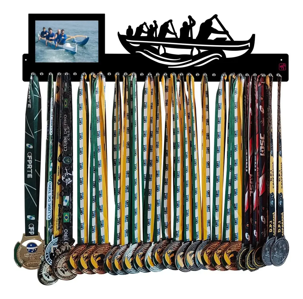 Porta Medalha Canoa Havaiana Porta Retrato P/até 100medalhas Cor Preto