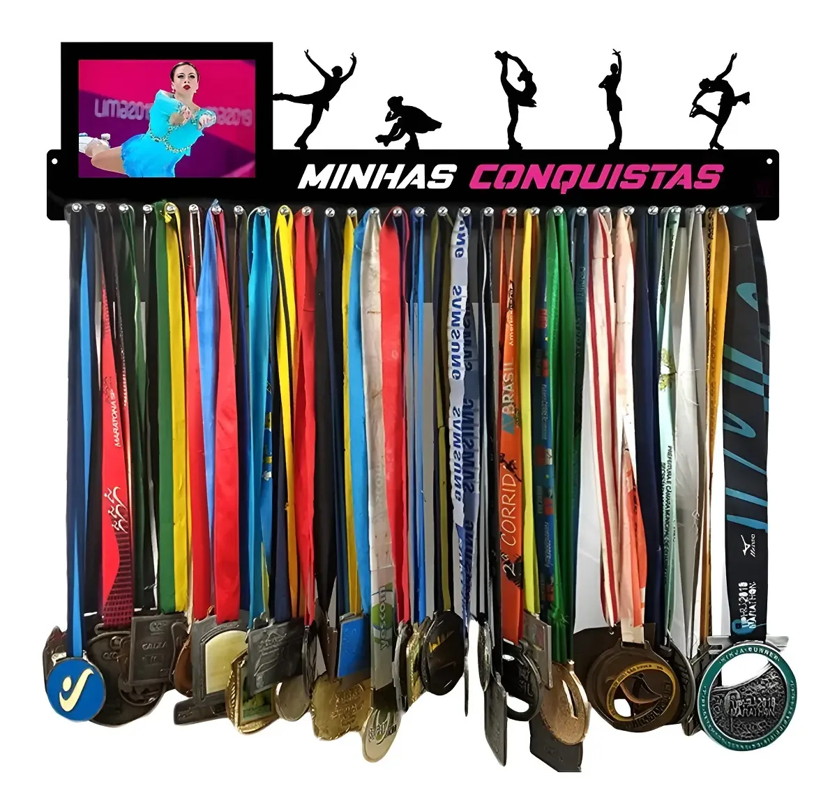 Porta Medalha Patinação Artistica Portaretrato Até100 Medal Preto