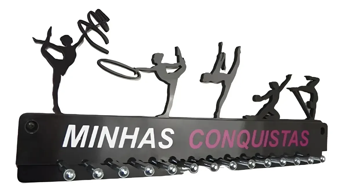 Porta Medalha Ginástica Rítmica Feminino Para Até50 Medalhas Preto