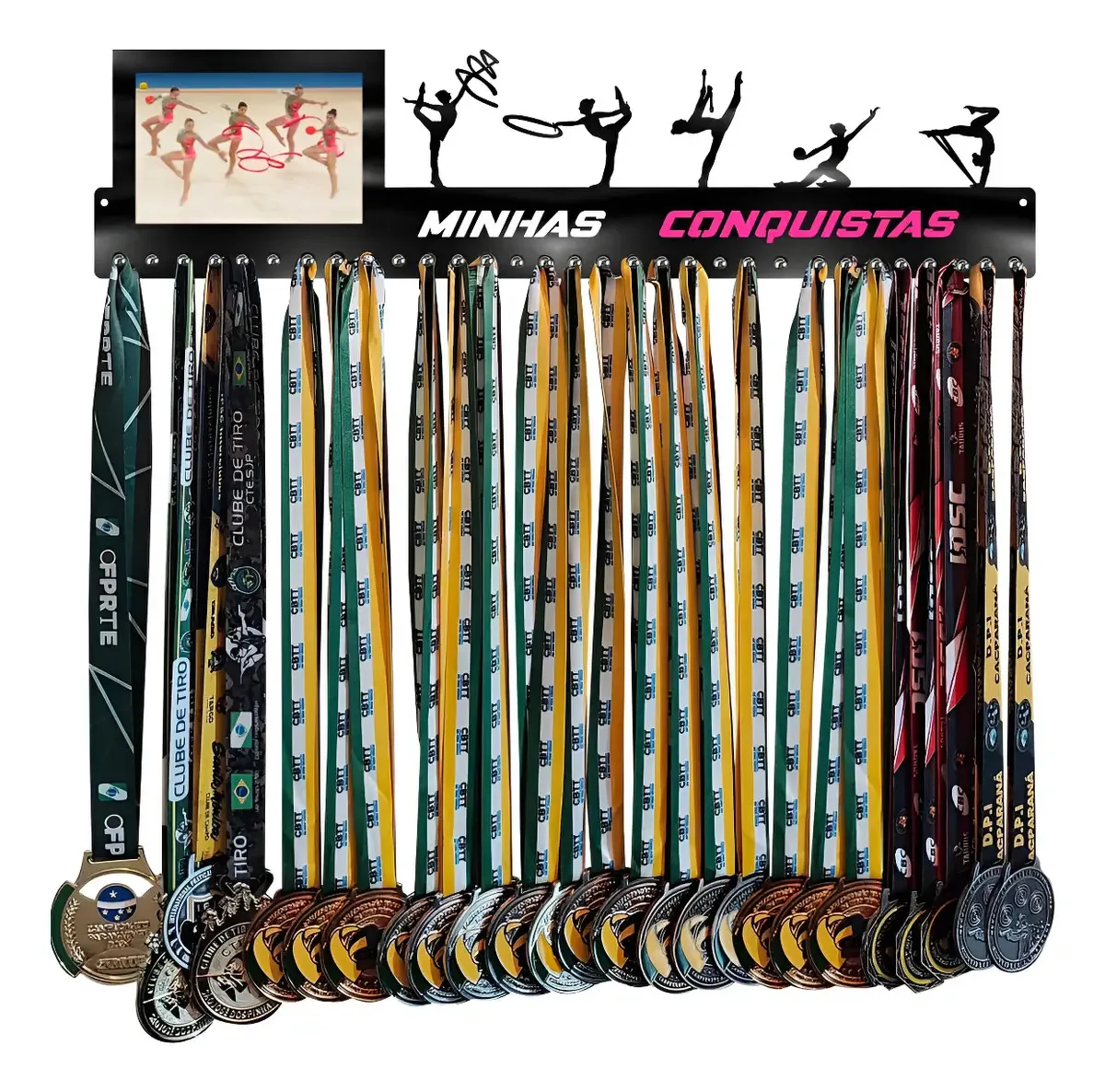 Porta Medalha Ginastica Ritmica Portaretrato Até100medalhas Cor Preto