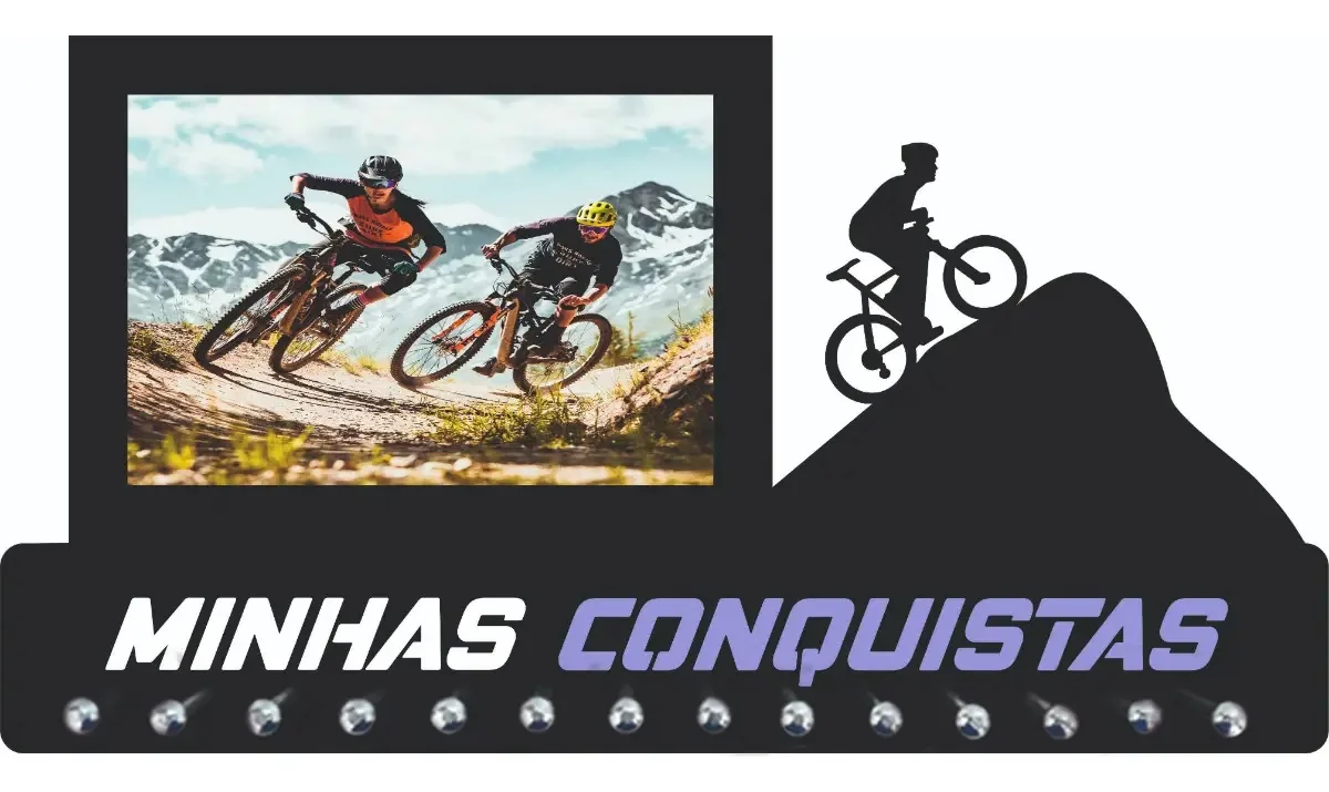 Porta Medalha Mtb Masc Para Até 50 Medalhas Porta Retrato Cor Preto