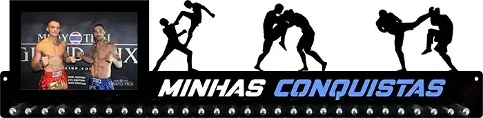 Porta Medalha Muay Thai Porta Retrato Para Até 100 Medalhas Cor Preto Armação Preto