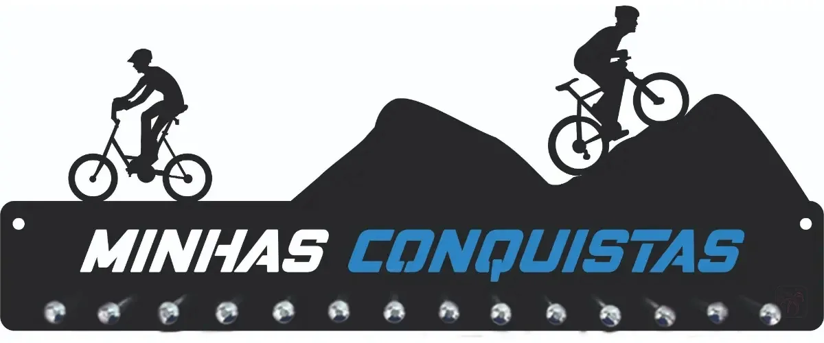 Porta Medalha Mtb + Bike Nuvenzinha P/ Até 50 Medalhas Preto