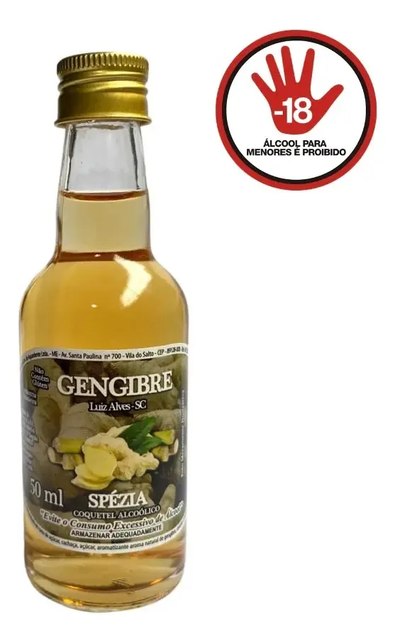 Mini Garrafa Alcoólico Cachaça Gengibre Spézia 50ml