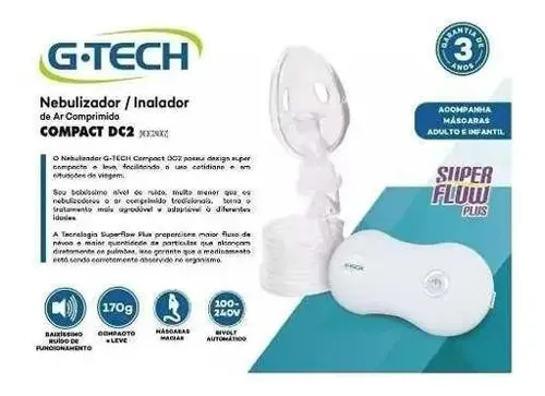 Nebulizador Compressor G-Tech DC 2 Silencioso, Branco