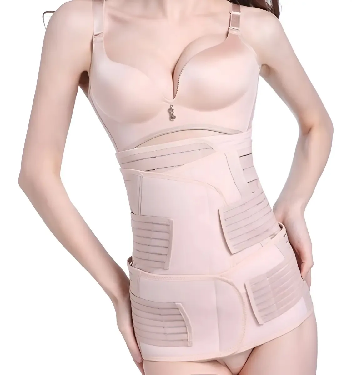 Kit 3 Cintas Modeladoras Pós Parto Diástase Bege Xg