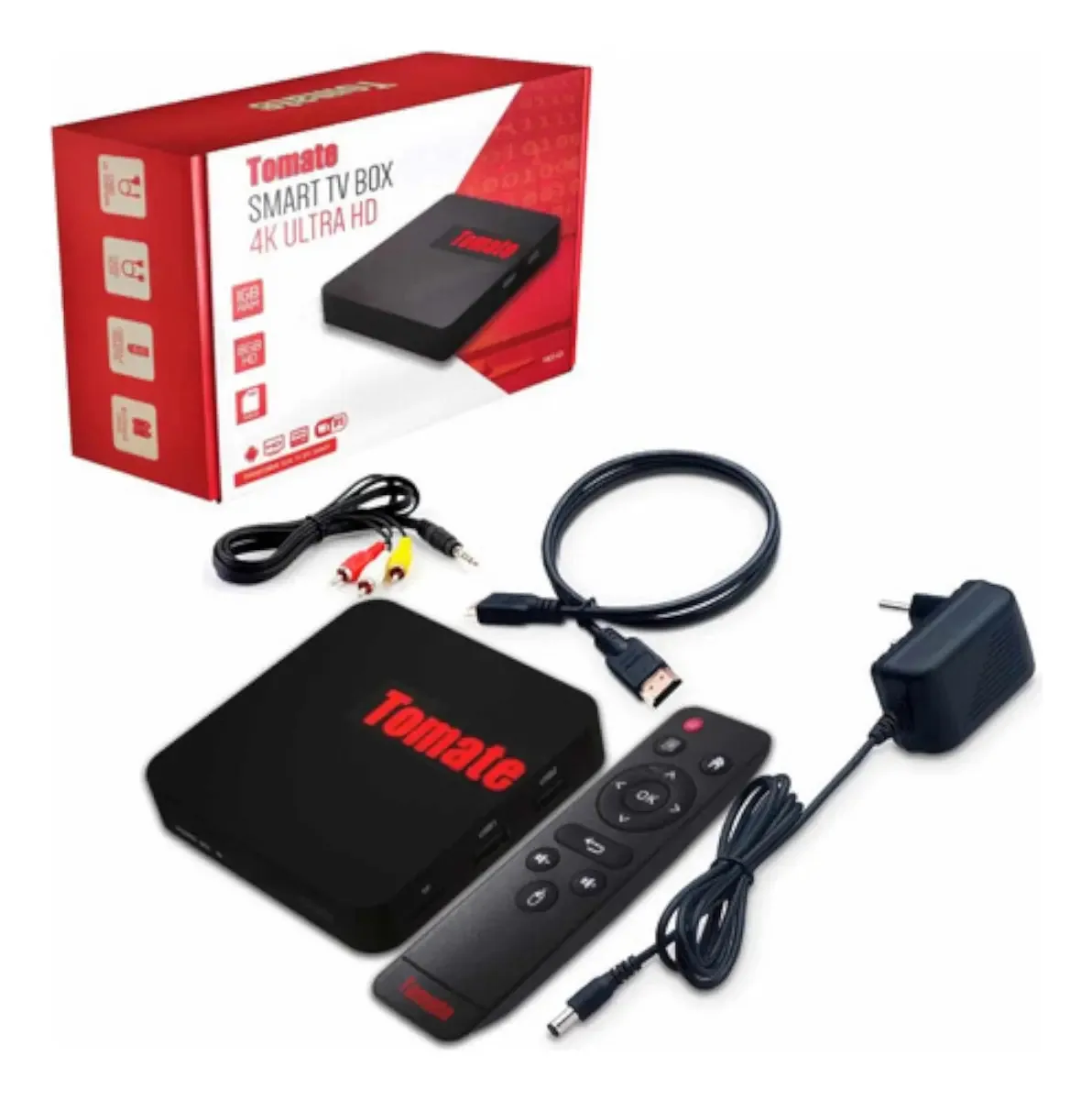 Tv Box Tomate Hd Android Wifi controle Rgb e Controle Remoto Padrão