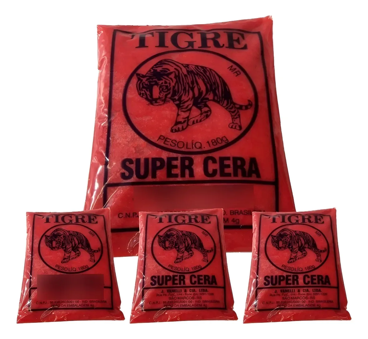 Kit 4 Ceras Pasta Tigre Vermelha 720gr Mármores Pisos Móveis