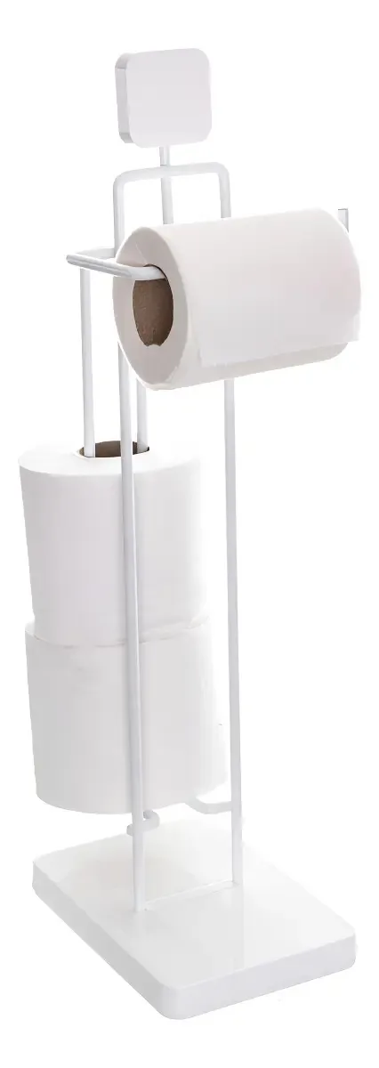 Dispenser Papel Higiênico Metaltru Suporte Papel de Chão Branco 3 Rolos