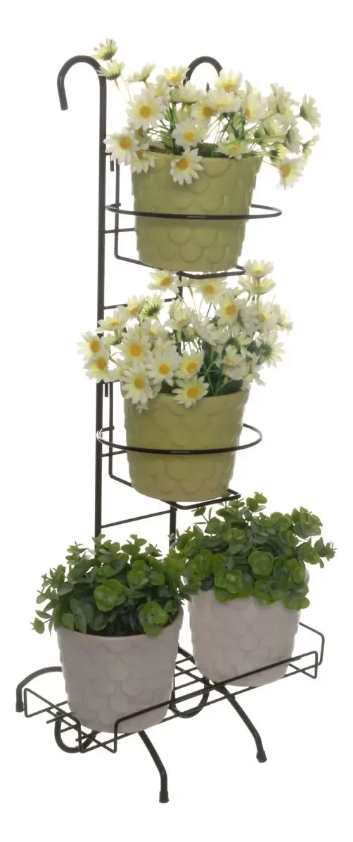 Kit Torre Decorativa Com Suportes Para Vaso E Prateleira Ara