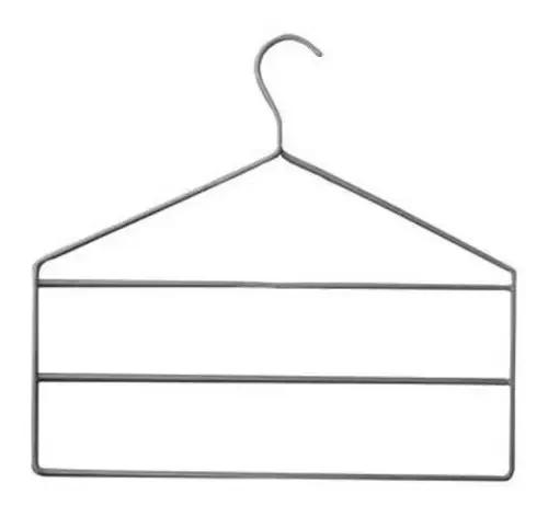 Cabide Triplo Metaltru para Calças e Bermudas de Aço Cinza