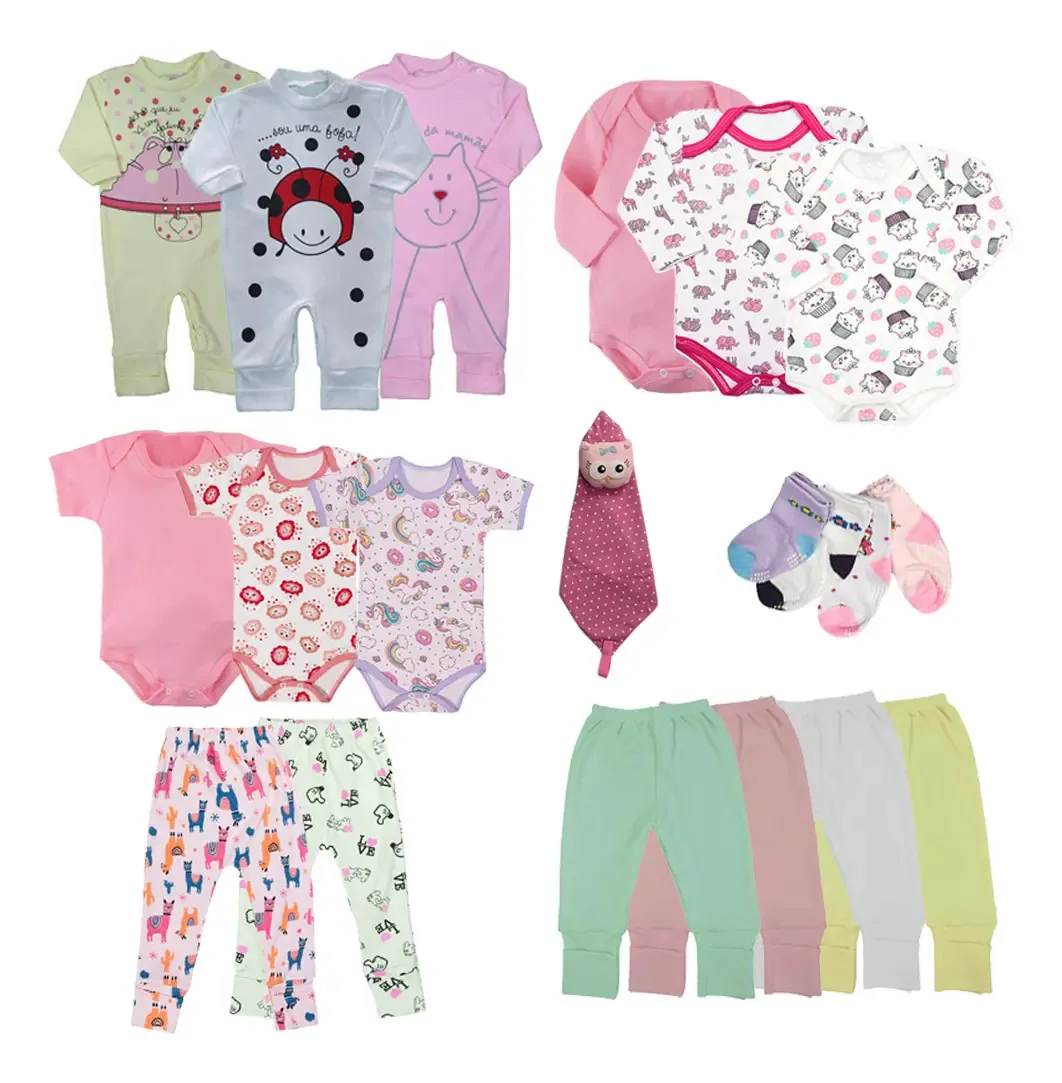 Kit Maternidade 20 para Bebê Menina com Naninha – Tamanho G