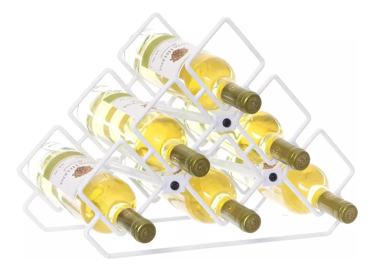 Adega Metálica Triangular De Mesa 6 Garrafas Branco