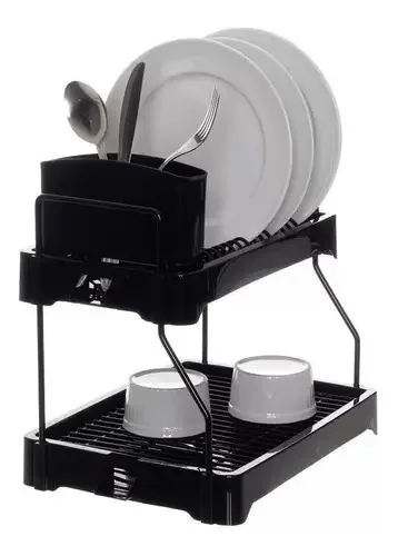 Escorredor De Louça Compacto Pequeno Preto Pia Cozinha