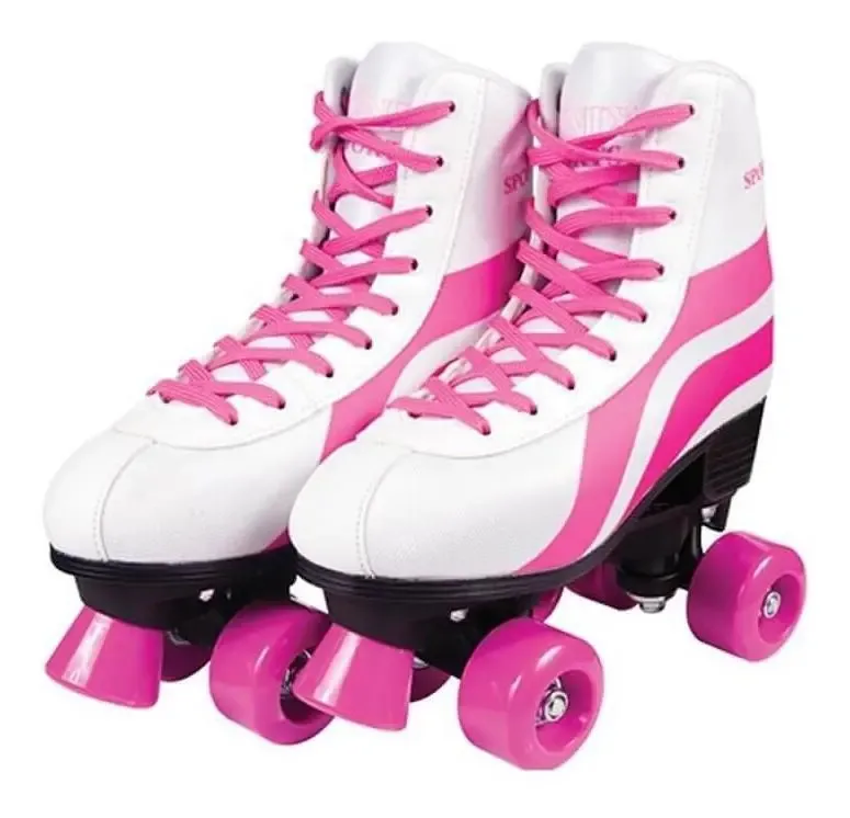 Patins 4 Rodas Ajustável 36-37 Branco Com Rosa Rl-01b -fênix