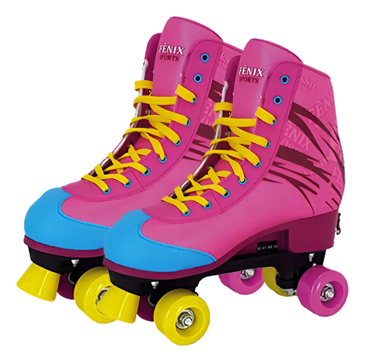 Patins 4 Rodas Ajustável Rosa Fenix Crianças Modelo Sports