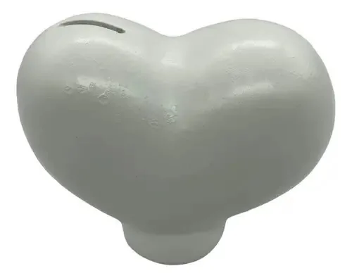 Cofre Coração Decorativo Branco Cerâmica 15cm