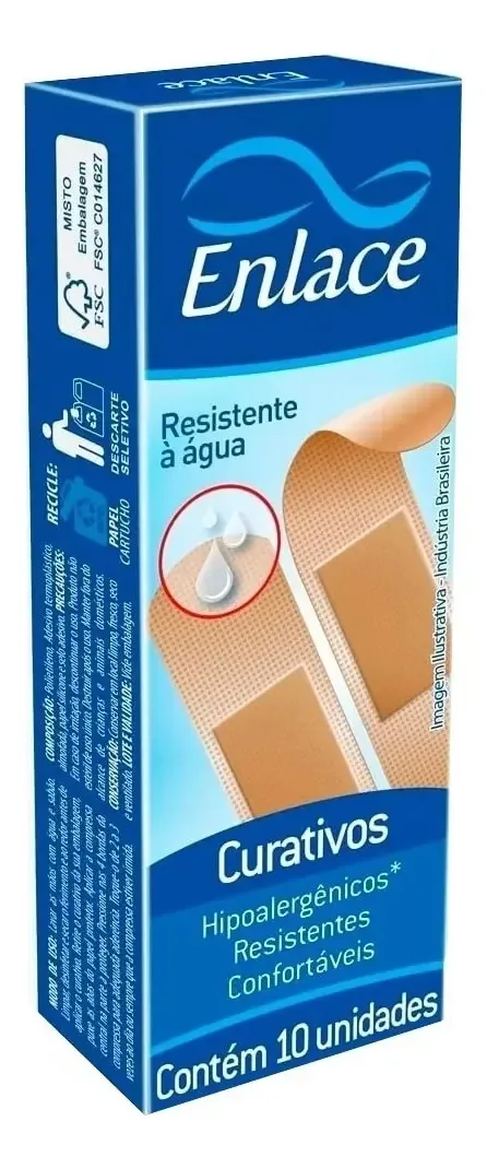 Curativos Enlace Hipoalergênico Com 10 Unidades