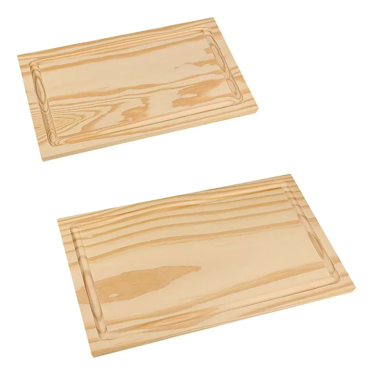 Kit 2 Tábuas Com Canaleta 25x14,5 Cm E 30x19 Cm Pau Madeira