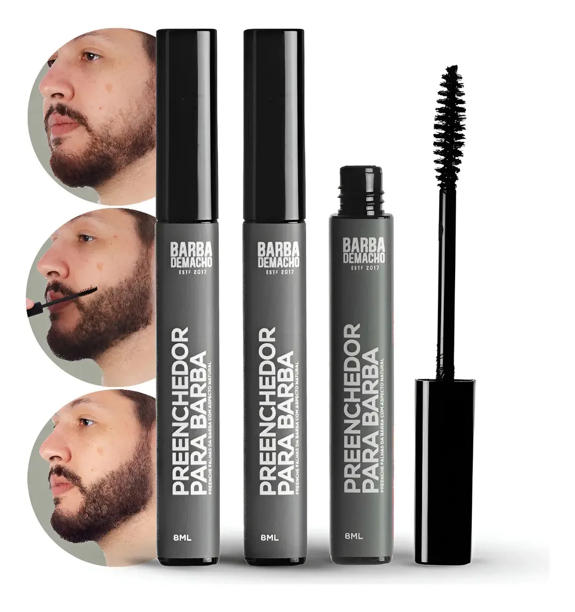 Kit 3 Escurecedor E Preenchedor De Barba Anti Falhas 24h 8ml
