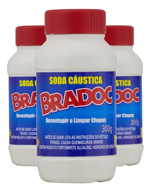 Kit 3 Soda Super Cáustica Limpar Chapas Pias Ralos 300g Cada