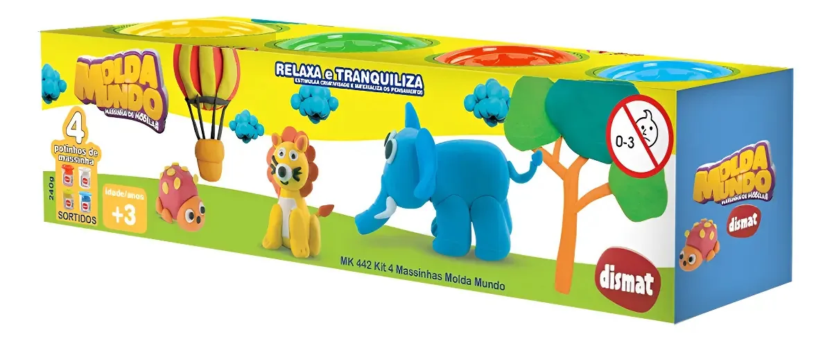 4 Massinhas Infantil Para Modelar Molda Mundo Dismat Mk 442 Cor Colorido