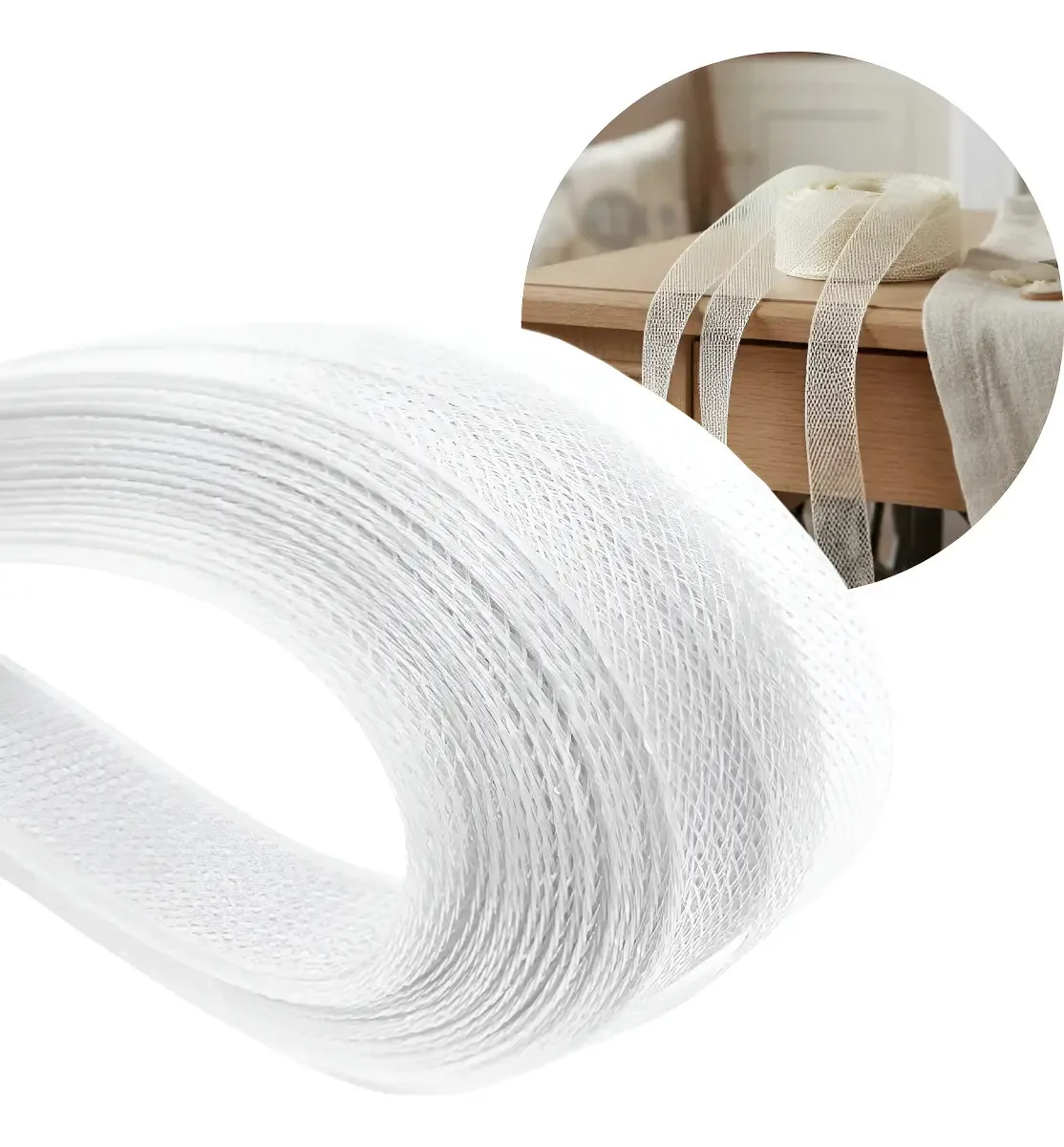 Fita Tule para Armação Branco 38mm 22m Poliestireno Roma Chapéus Vestidos Tiaras