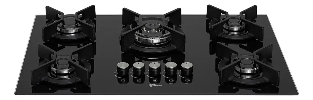 Cooktop Vidro Preto 5 Queimadores Tc Fischer Infinity Bivolt