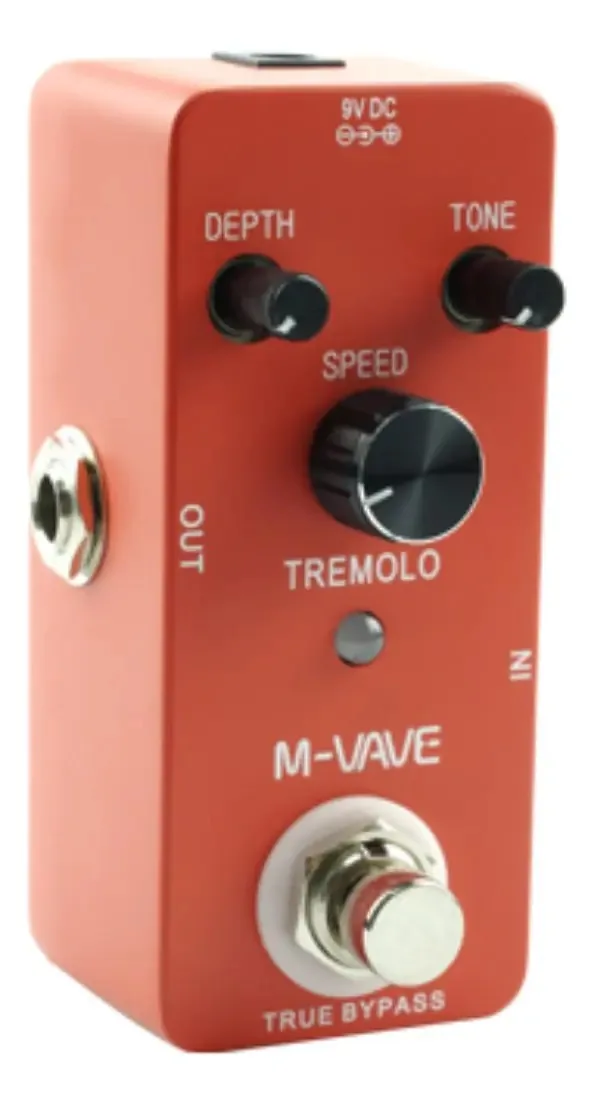 Pedal Tremolo Guitarra M-Vave Análogo Jack 6.3mm Controles Taxa Profundidade