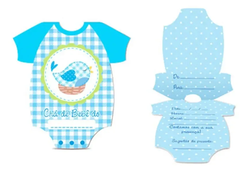 Convite Cha Bebe Junco Roupinha Menino