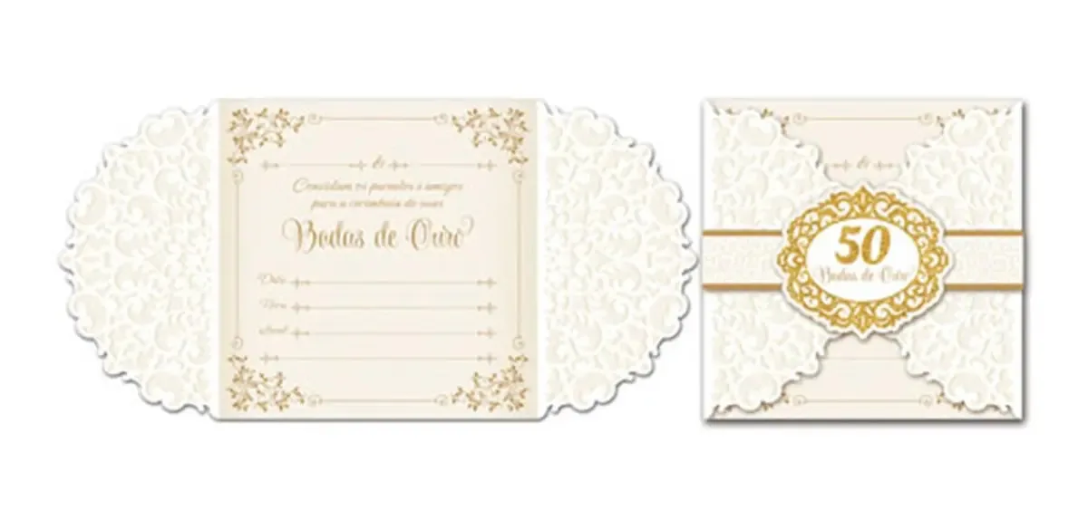 Convite Bodas De Ouro Premium C/8