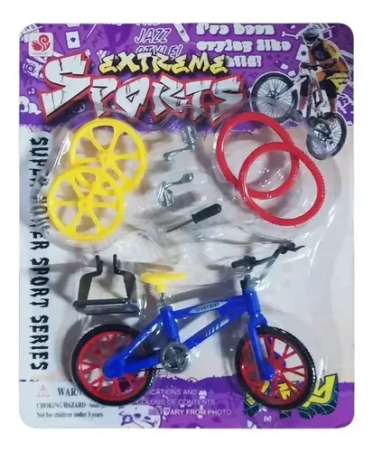 5 Kit Bicicleta De Dedo Com Acessórios Mini Brinquedo Azul