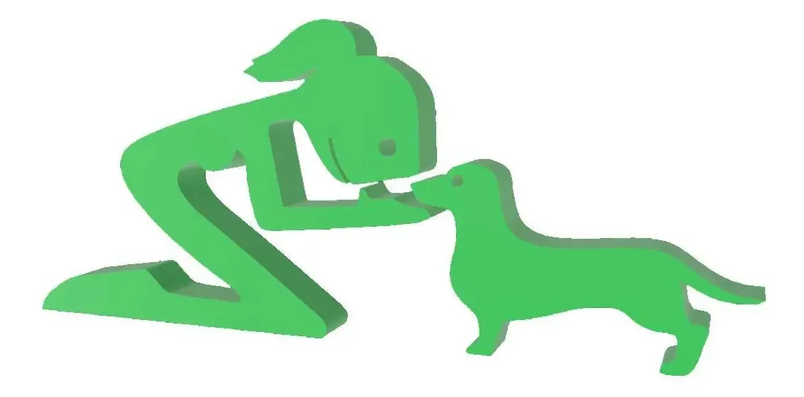 Menina E Salsicha Cachorro Pet Decoração 3d