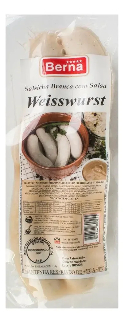 Salsicha Weisswurst Branca Berna 300g