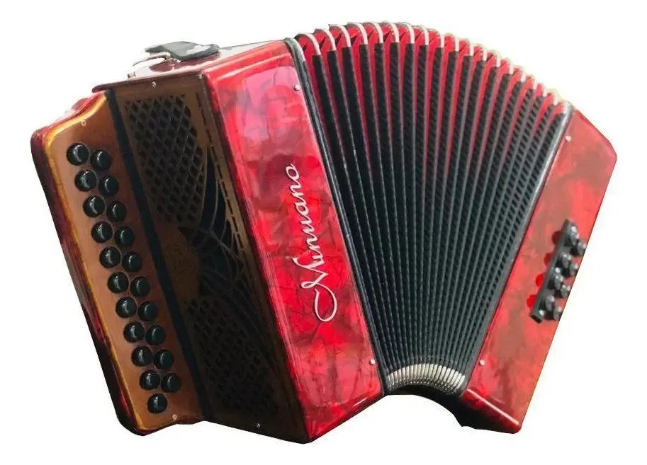 Acordeon 8 Baixos Minuano 8/21 Vermelha Revestida Celuloide