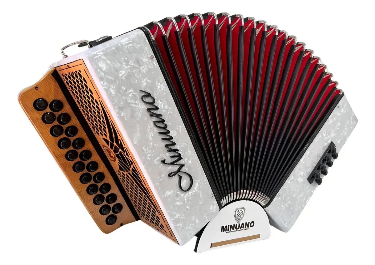 Acordeon 8 Baixos Minuano 8/21 Branca Revestida Celuloide