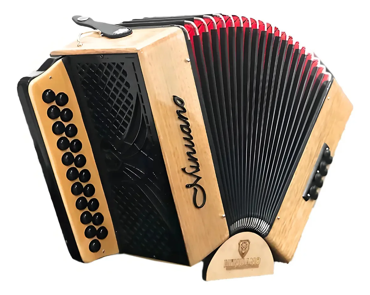 Acordeon 8 Baixos Minuano 21 Botões Natural Gaita Cor Punho Preto