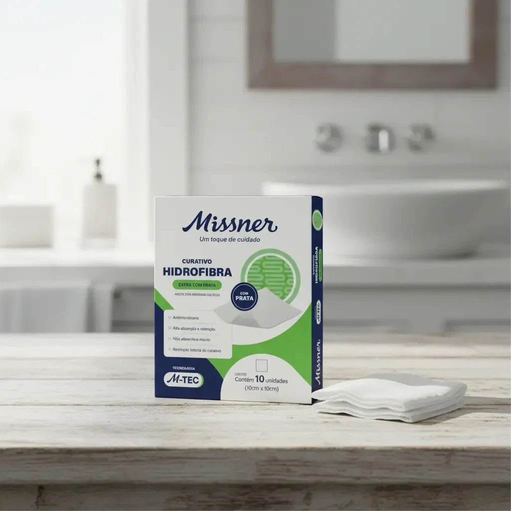 10 Curativos Hidrofibra Com Prata Missner 10x10cm Cx Fechada