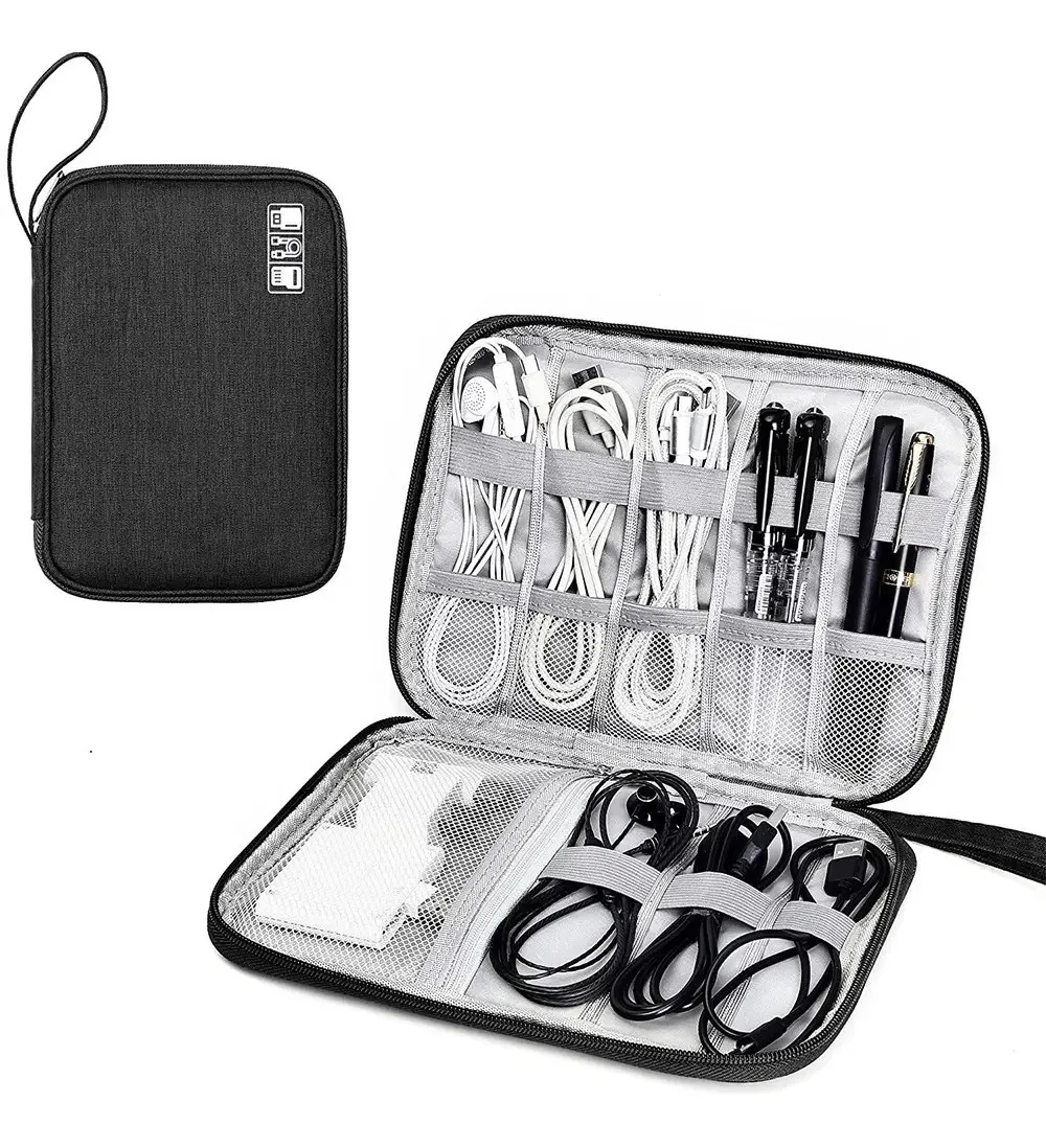 Organizador Cartão Carregador Card Power Bank Pendrive Cabos Cor Vermelho
