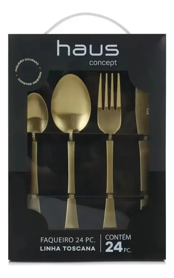 Faqueiro Dourado 24 Peças Linha Toscana Haus Concept