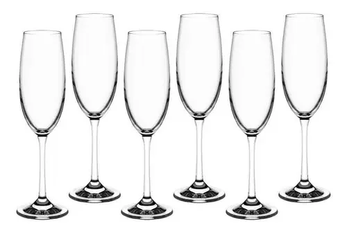 Jogo 6 Taças Cristal Titanium Espumante Champagne 220ml