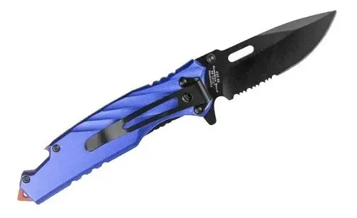 Canivete Tático Nautika Bronx Lâmina Inox 7cm Azul Caça Camping